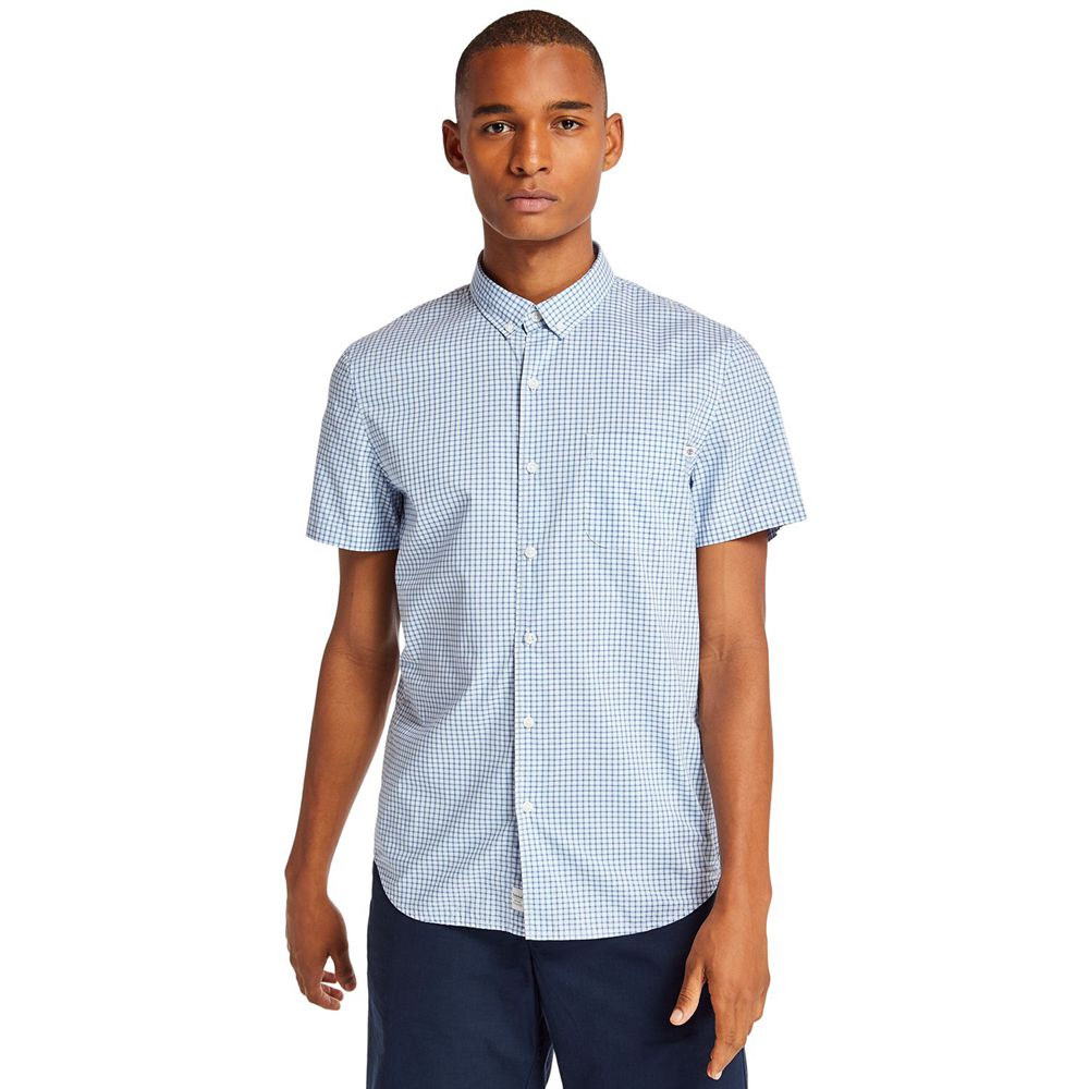 Timberland Πουκαμισα Ανδρικα Μπλε - Eastham River Slim Fit Gingham - Greece 4957362-MV